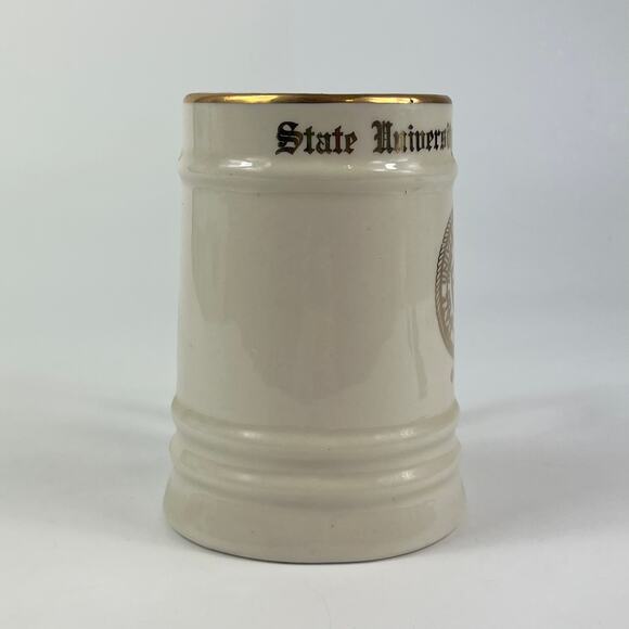 NYU University of New York Beer Mug Stein Coffee Cup Gold Trim Ceramic Vintage - Picture 2 of 9